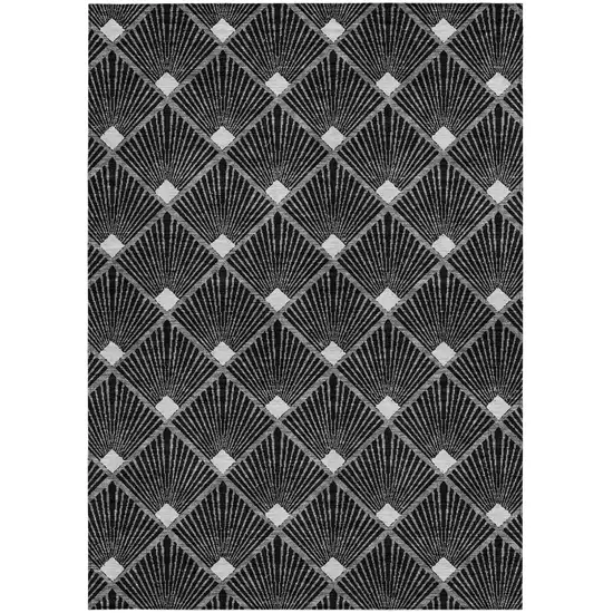 Black Gray And Ivory Geometric Washable Indoor Outdoor Area Rug Photo 7