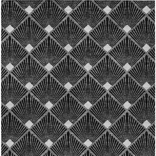 Black Gray And Ivory Geometric Washable Indoor Outdoor Area Rug Photo 7