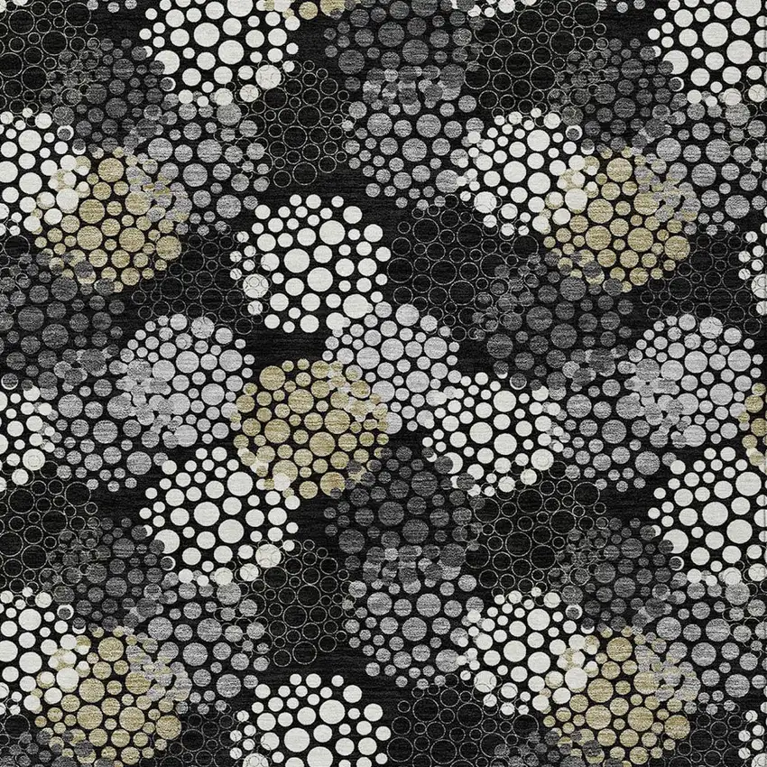 Black Gray And Ivory Polka Dot Washable Indoor Outdoor Area Rug Photo 6