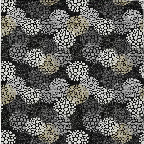 Black Gray And Ivory Polka Dot Washable Indoor Outdoor Area Rug Photo 8