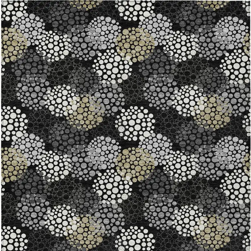 Black Gray And Ivory Polka Dot Washable Indoor Outdoor Area Rug Photo 8
