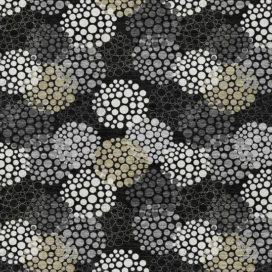 Black Gray And Ivory Polka Dot Washable Indoor Outdoor Area Rug Photo 6