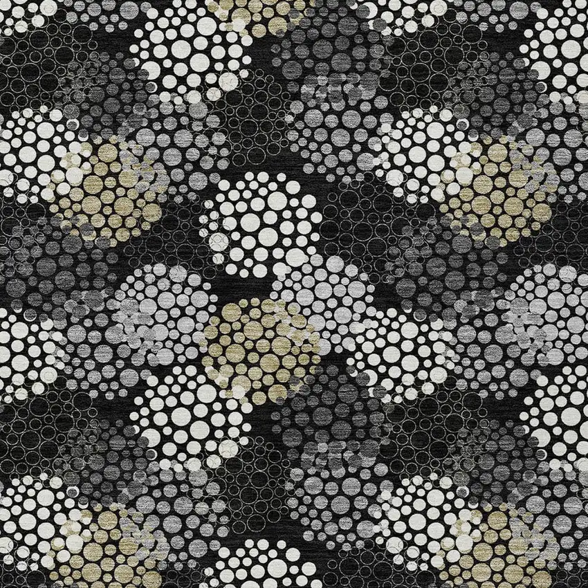 Black Gray And Ivory Polka Dot Washable Indoor Outdoor Area Rug Photo 6