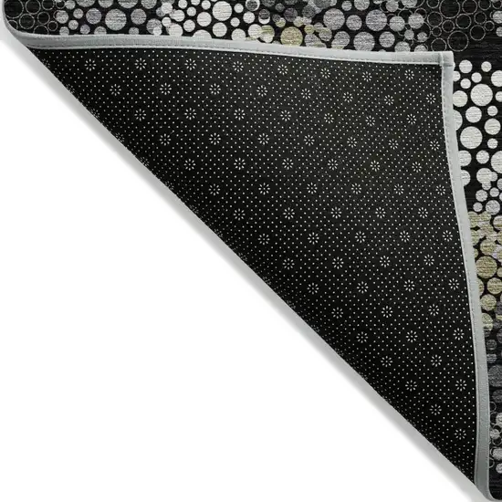 Black Gray And Ivory Polka Dot Washable Indoor Outdoor Area Rug Photo 4
