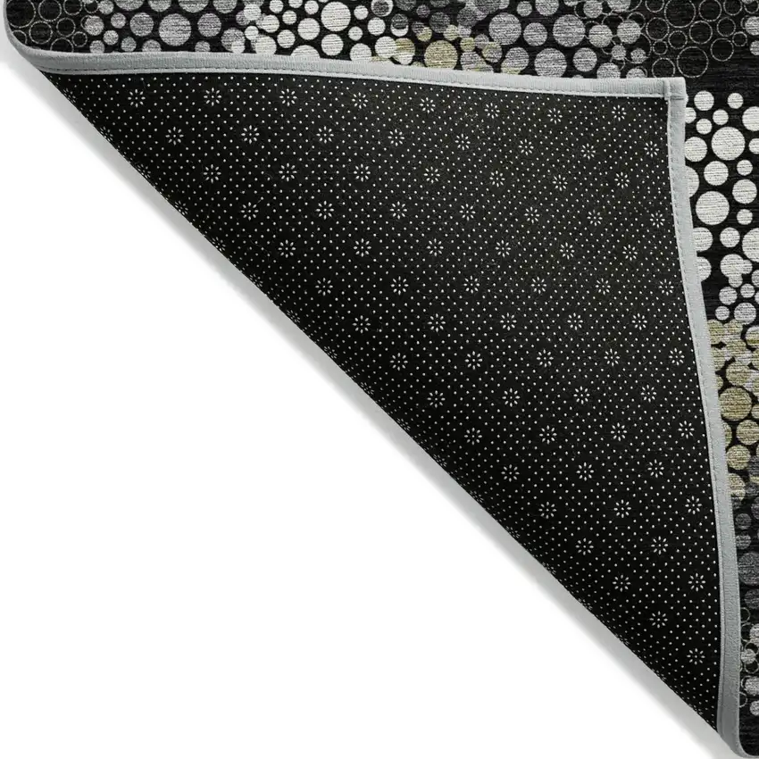 Black Gray And Ivory Polka Dot Washable Indoor Outdoor Area Rug Photo 4