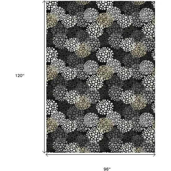 Black Gray And Ivory Polka Dot Washable Indoor Outdoor Area Rug Photo 3