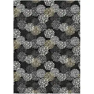 Photo of Black Gray And Ivory Polka Dot Washable Indoor Outdoor Area Rug