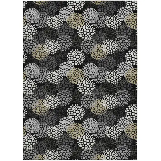 Black Gray And Ivory Polka Dot Washable Indoor Outdoor Area Rug Photo 8