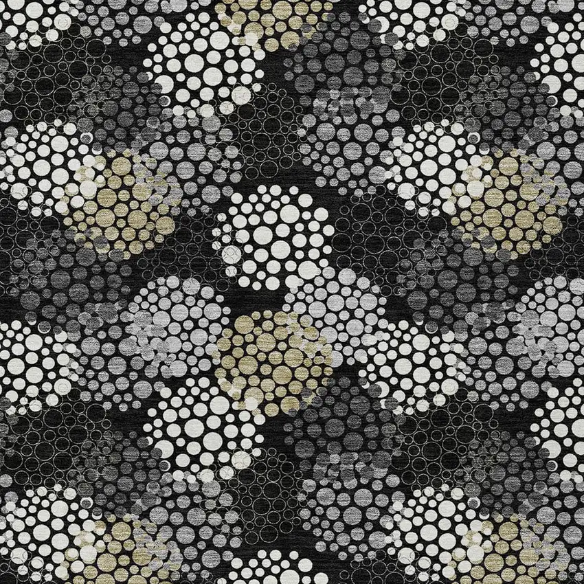 Black Gray And Ivory Polka Dot Washable Indoor Outdoor Area Rug Photo 6