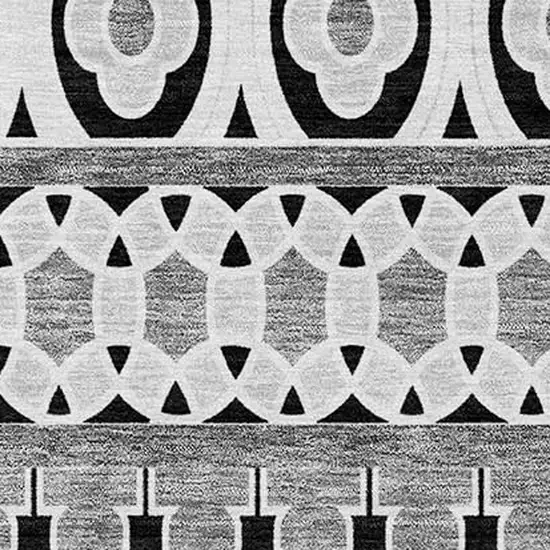 Black Gray And Ivory Quatrefoil Washable Indoor Outdoor Area Rug Photo 3