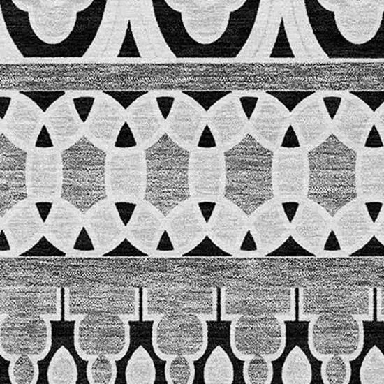 Black Gray And Ivory Quatrefoil Washable Indoor Outdoor Area Rug Photo 4