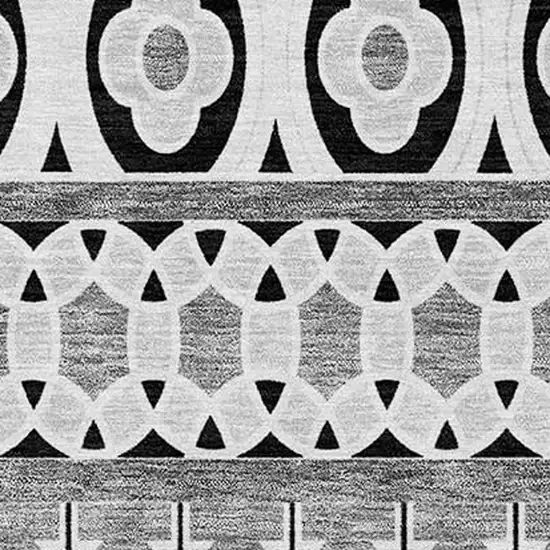Black Gray And Ivory Quatrefoil Washable Indoor Outdoor Area Rug Photo 3