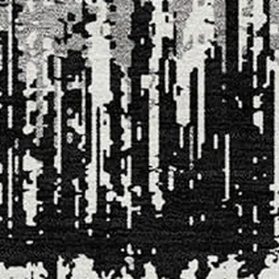 Black Gray And Ivory Striped Washable Indoor Outdoor Area Rug Photo 5