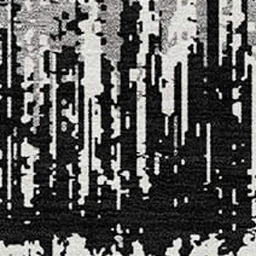 Black Gray And Ivory Striped Washable Indoor Outdoor Area Rug Photo 5