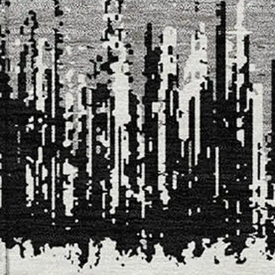 Black Gray And Ivory Striped Washable Indoor Outdoor Area Rug Photo 6