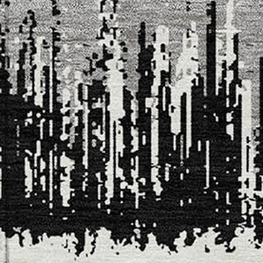 Black Gray And Ivory Striped Washable Indoor Outdoor Area Rug Photo 6