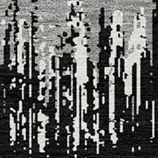 Black Gray And Ivory Striped Washable Indoor Outdoor Area Rug Photo 5