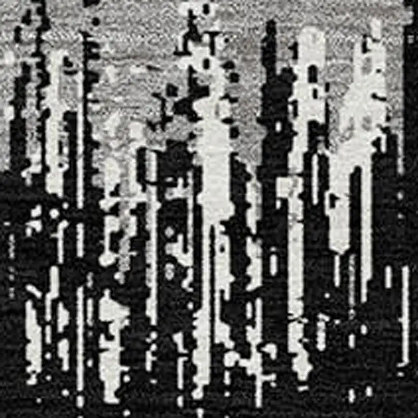 Black Gray And Ivory Striped Washable Indoor Outdoor Area Rug Photo 5