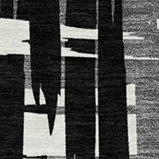 Black Gray And Ivory Striped Washable Indoor Outdoor Area Rug Photo 7