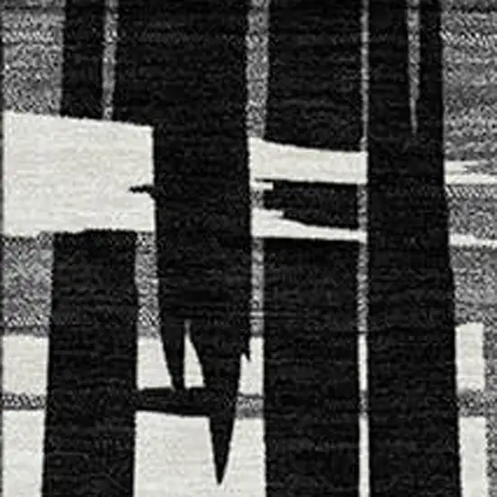 Black Gray And Ivory Striped Washable Indoor Outdoor Area Rug Photo 3