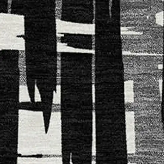 Black Gray And Ivory Striped Washable Indoor Outdoor Area Rug Photo 4