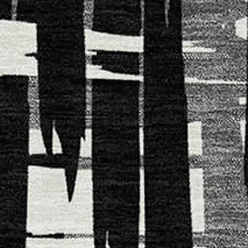 Black Gray And Ivory Striped Washable Indoor Outdoor Area Rug Photo 4