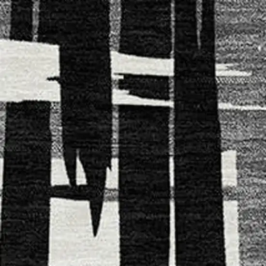 Black Gray And Ivory Striped Washable Indoor Outdoor Area Rug Photo 4