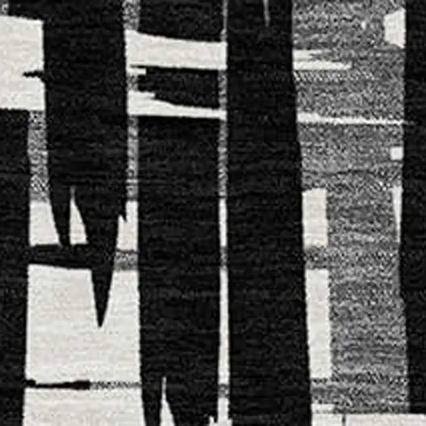Black Gray And Ivory Striped Washable Indoor Outdoor Area Rug Photo 6