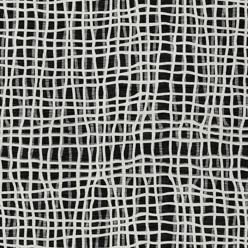 Black Gray And Ivory Striped Washable Indoor Outdoor Area Rug Photo 6