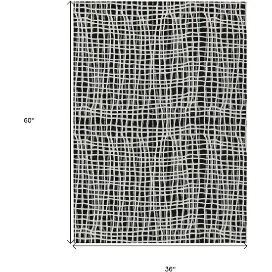 Black Gray And Ivory Striped Washable Indoor Outdoor Area Rug Photo 8