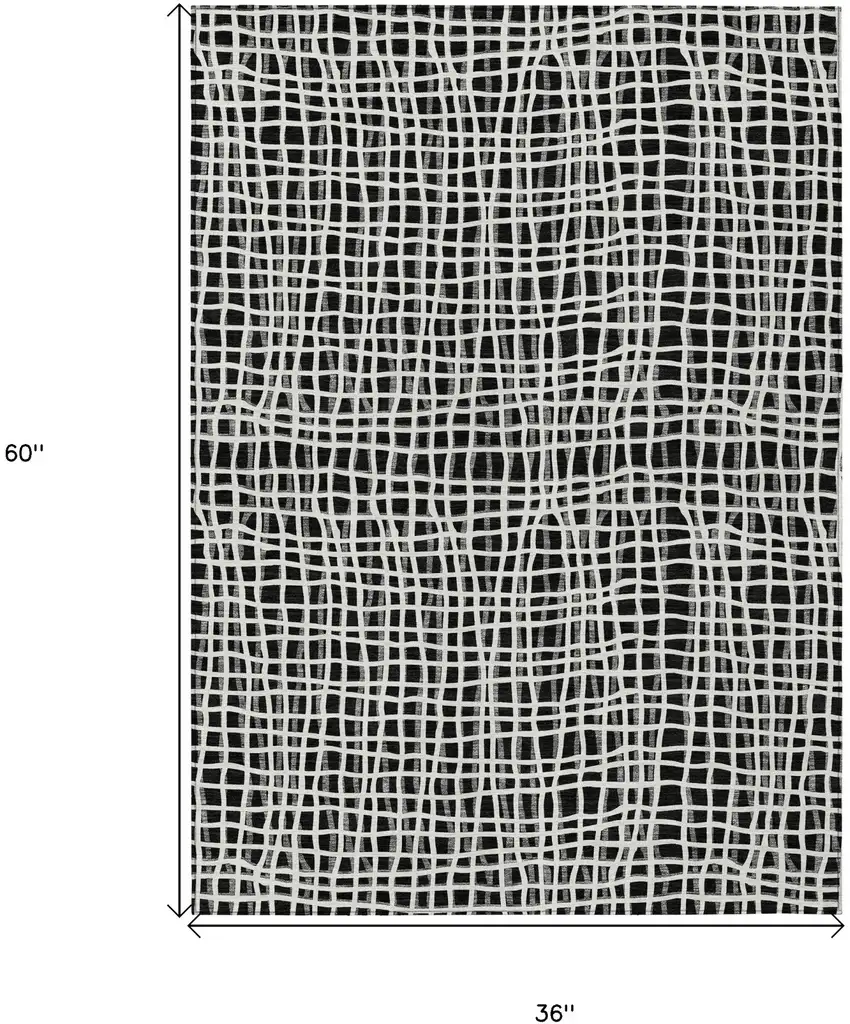 Black Gray And Ivory Striped Washable Indoor Outdoor Area Rug Photo 8
