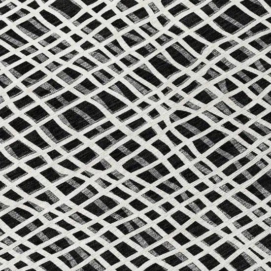 Black Gray And Ivory Striped Washable Indoor Outdoor Area Rug Photo 5