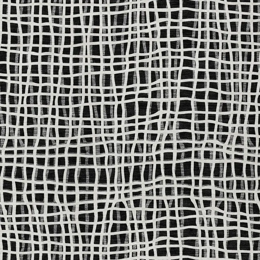 Black Gray And Ivory Striped Washable Indoor Outdoor Area Rug Photo 6