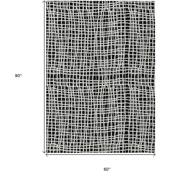 Black Gray And Ivory Striped Washable Indoor Outdoor Area Rug Photo 8