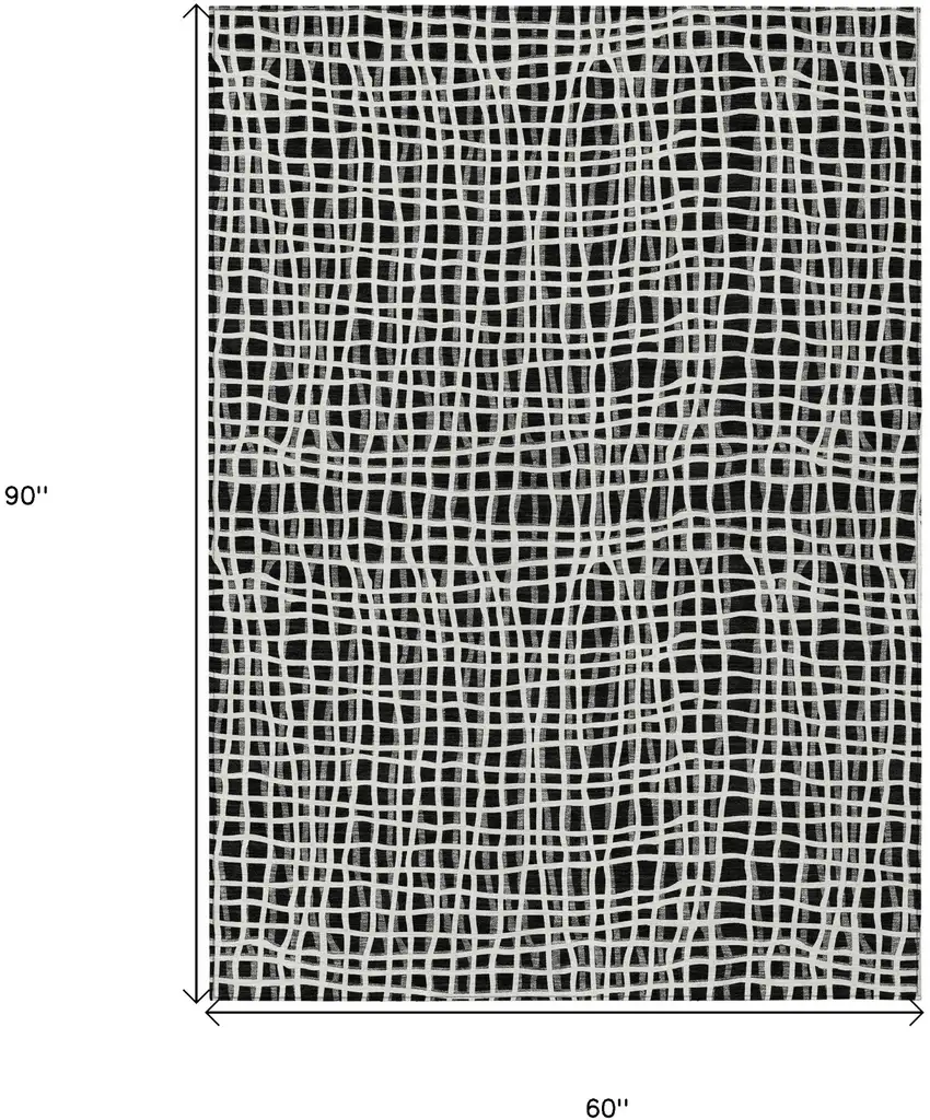 Black Gray And Ivory Striped Washable Indoor Outdoor Area Rug Photo 8
