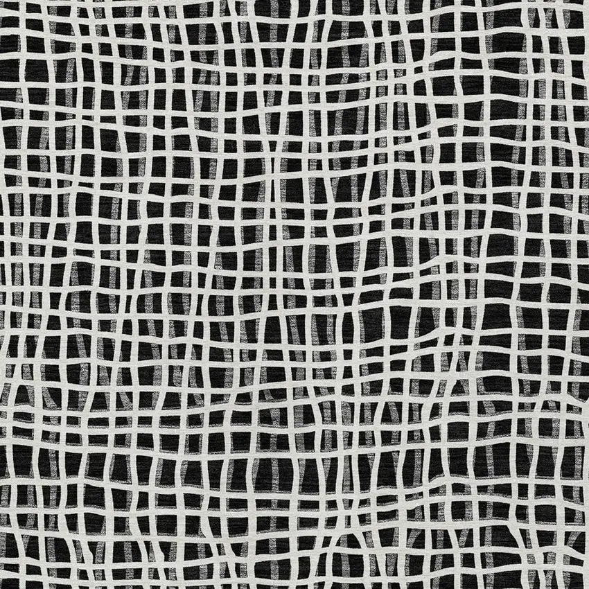 Black Gray And Ivory Striped Washable Indoor Outdoor Area Rug Photo 5