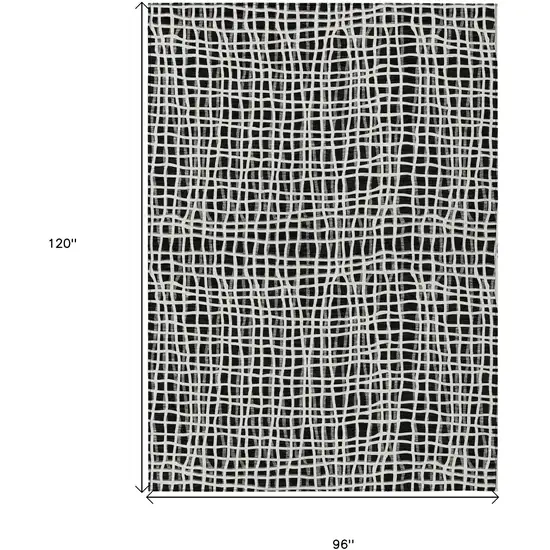 Black Gray And Ivory Striped Washable Indoor Outdoor Area Rug Photo 8