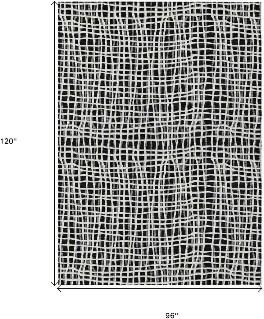 Black Gray And Ivory Striped Washable Indoor Outdoor Area Rug Photo 8