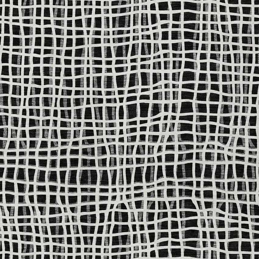 Black Gray And Ivory Striped Washable Indoor Outdoor Area Rug Photo 6