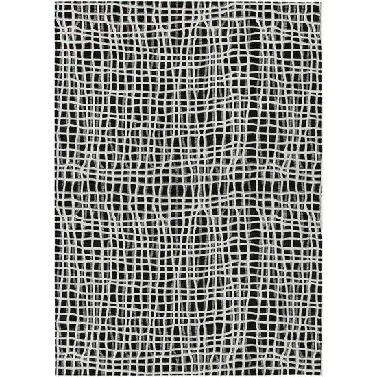 Black Gray And Ivory Striped Washable Indoor Outdoor Area Rug Photo 2