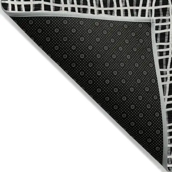 Black Gray And Ivory Striped Washable Indoor Outdoor Area Rug Photo 3