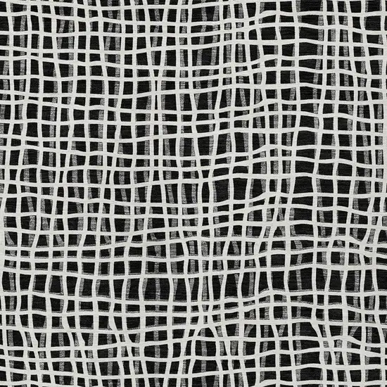 Black Gray And Ivory Striped Washable Indoor Outdoor Area Rug Photo 5