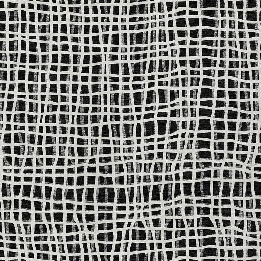 Black Gray And Ivory Striped Washable Indoor Outdoor Area Rug Photo 5
