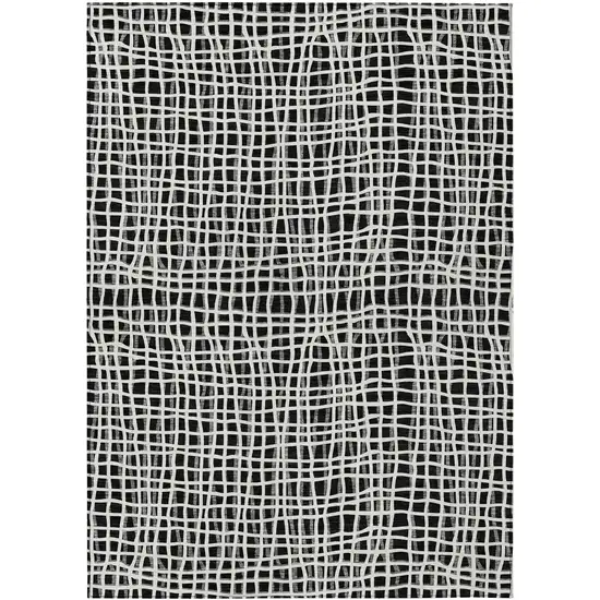 Black Gray And Ivory Striped Washable Indoor Outdoor Area Rug Photo 1