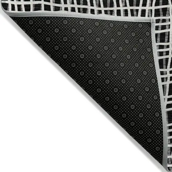 Black Gray And Ivory Striped Washable Indoor Outdoor Area Rug Photo 2