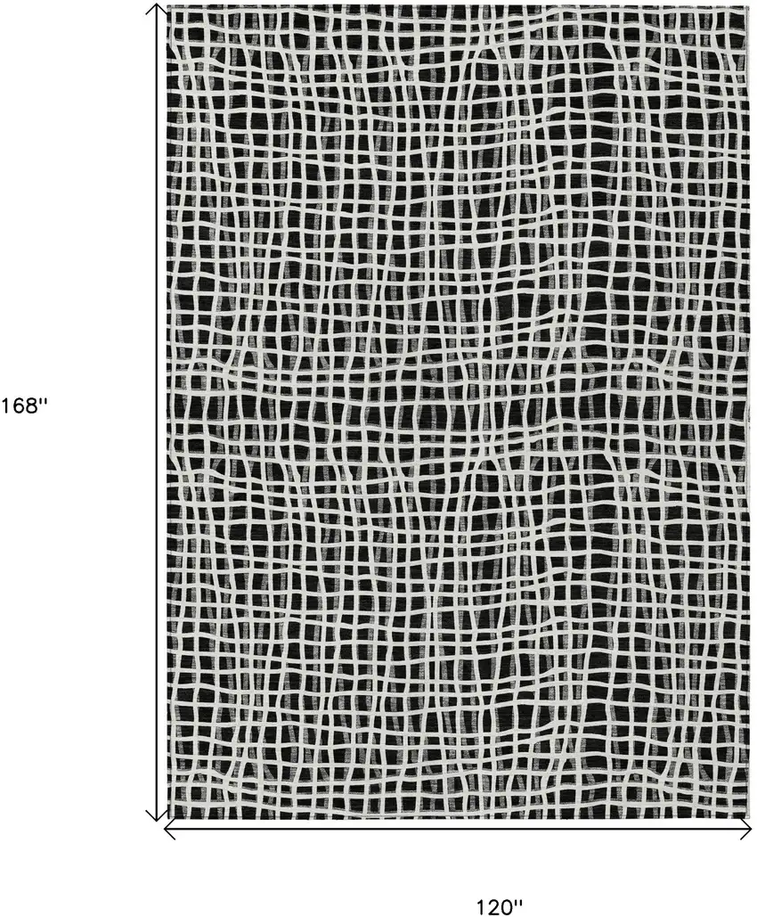 Black Gray And Ivory Striped Washable Indoor Outdoor Area Rug Photo 7