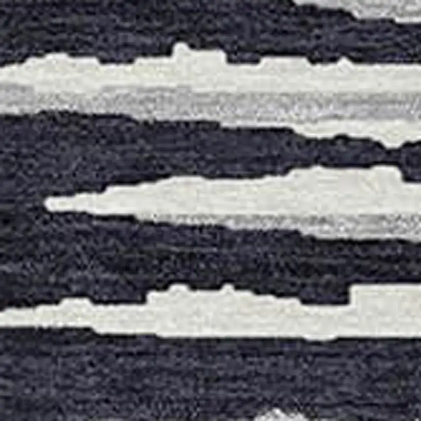 Black Gray And Ivory Striped Washable Indoor Outdoor Area Rug Photo 6