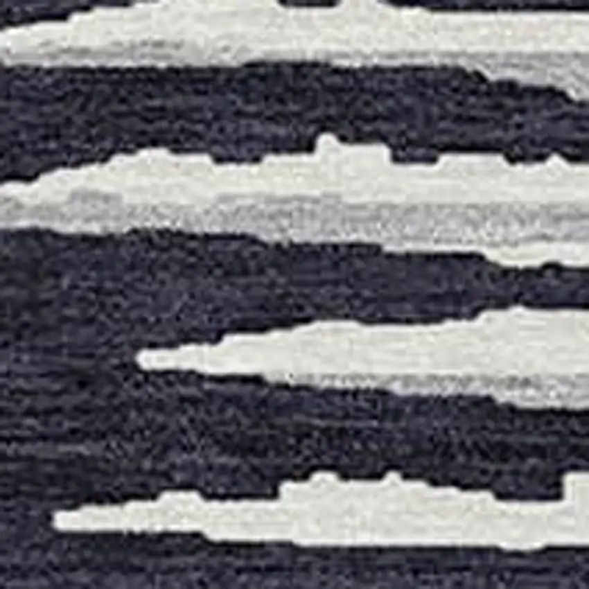 Black Gray And Ivory Striped Washable Indoor Outdoor Area Rug Photo 4