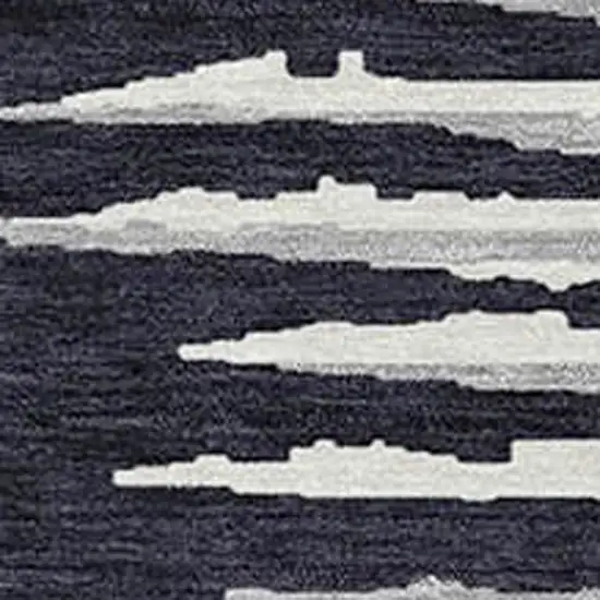 Black Gray And Ivory Striped Washable Indoor Outdoor Area Rug Photo 6