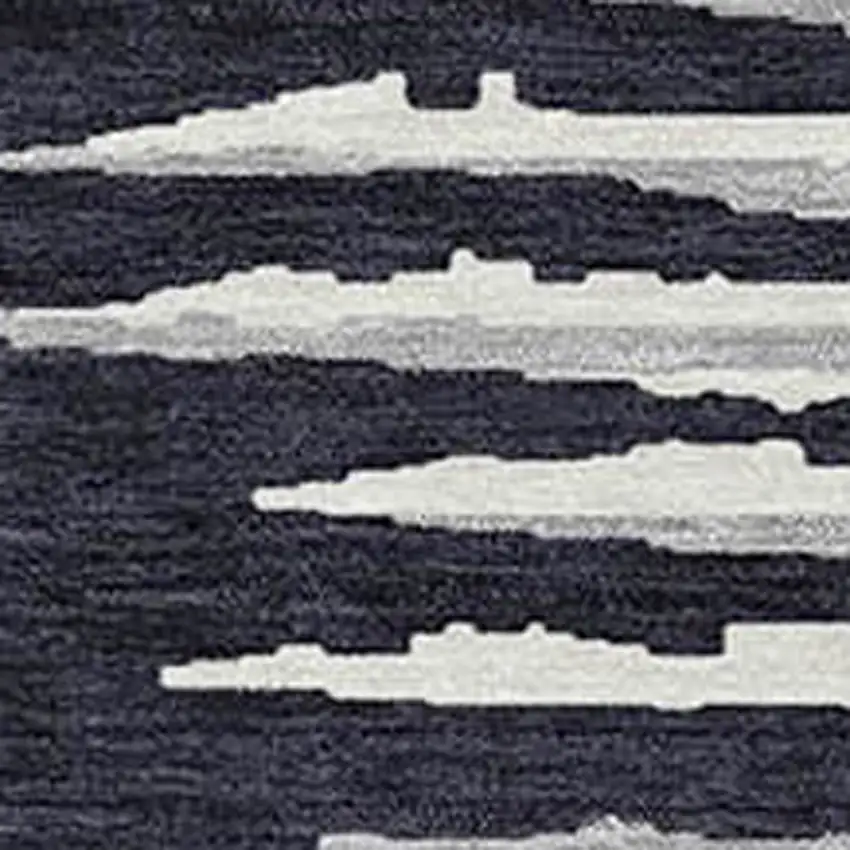 Black Gray And Ivory Striped Washable Indoor Outdoor Area Rug Photo 6